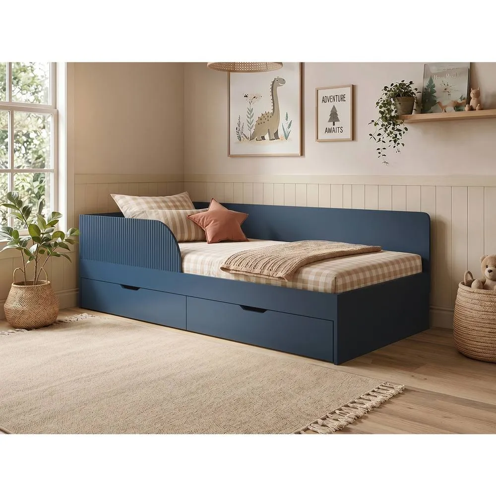Flair Aris Single Montessori Bed with Storage Drawers in Navy 1