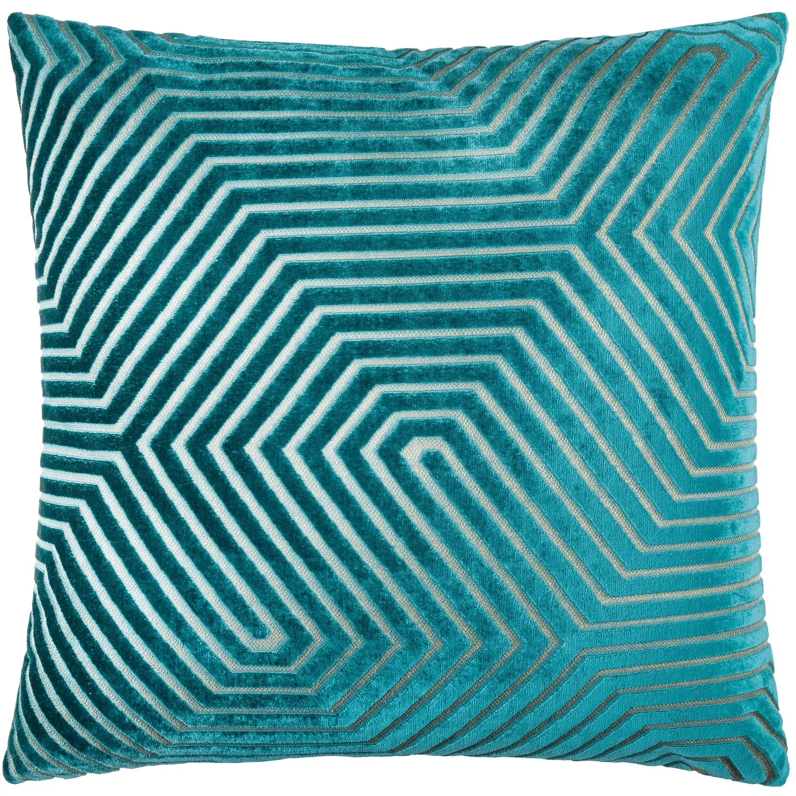Paoletti Evoke Cut Velvet Cushion Teal, Blue 2