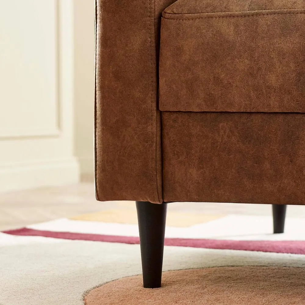 FurnitureboxUK Jade Brown Faux Leather 2 Seater Sofa in Tan 6