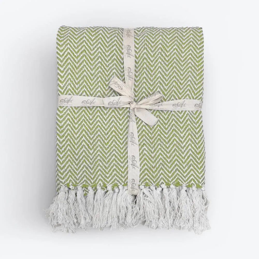 Allure Bath Fashions Chevron Herringbone Sofa Throw Blanket - 100% Cotton in Green