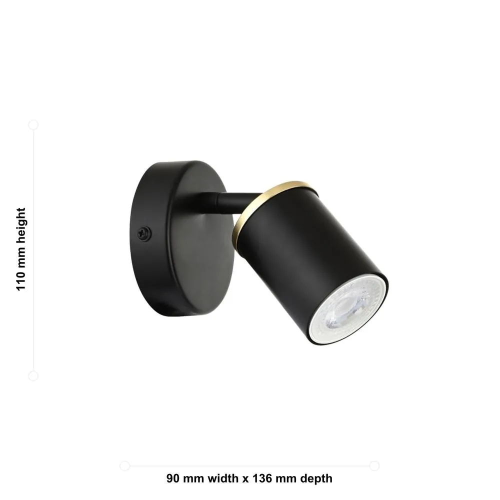 First Choice Lighting Larbert - Black Adjustable Spotlight Fitting for Wall or Ceiling 3