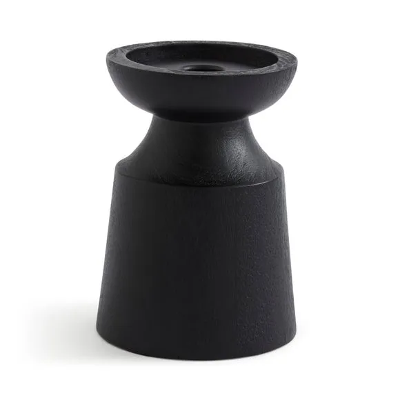 Black Mango Wood Sculpted Pillar Candle Holder 3