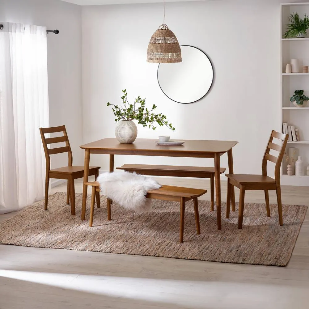 FurnitureboxUK Lynton Large Wooden Dining Table with 2 Benches 2 Chairs in Walnut