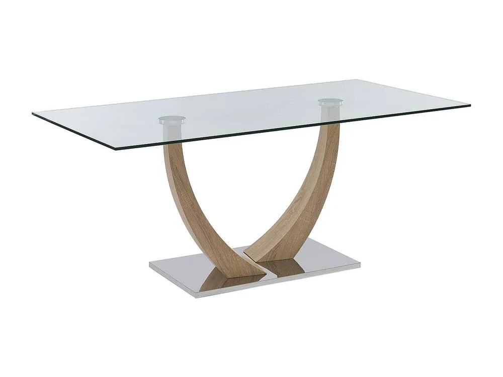 Vente-unique 6 - Seater Dining Table In Tempered Glass, MDF & Stainless Steel in Clear 6