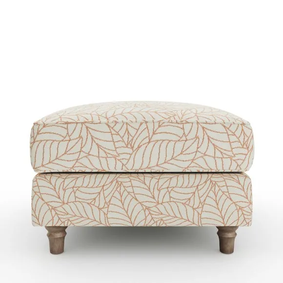 Flori Woven Leaf Fabric Footstool 6
