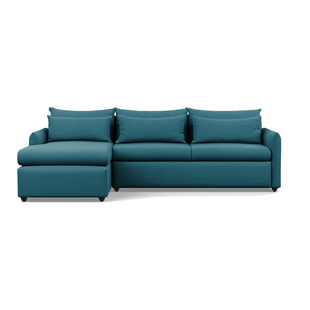 Heal's Pillow Large LHF Corner Chaise Sofa Brushed Cotton Cadet Black Feet