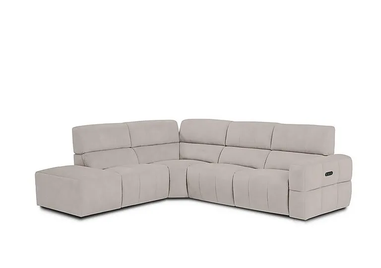 Cube Fabric Power Recliner Left Hand Facing Chaise End Sofa with Power Headrest - Lead Grey