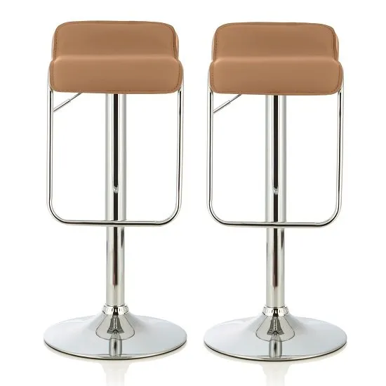 Mestler Modern Bar Stool In Taupe Faux Leather In A Pair