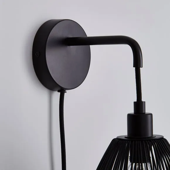 Elements Jaula Rattan Plug In Wall Light 4