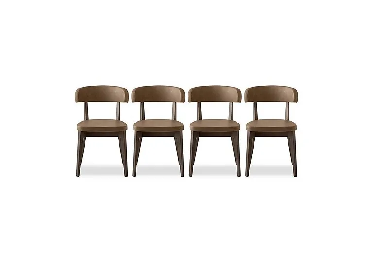 Siren Set of 4 Smoke Wooden Leg Dining Chairs - Tobacco