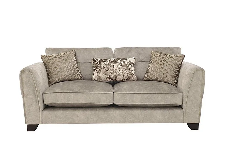 Mariah 3 Seater Fabric Classic Back Sofa with Brass Insert - Dapple Cream with Brass Insert