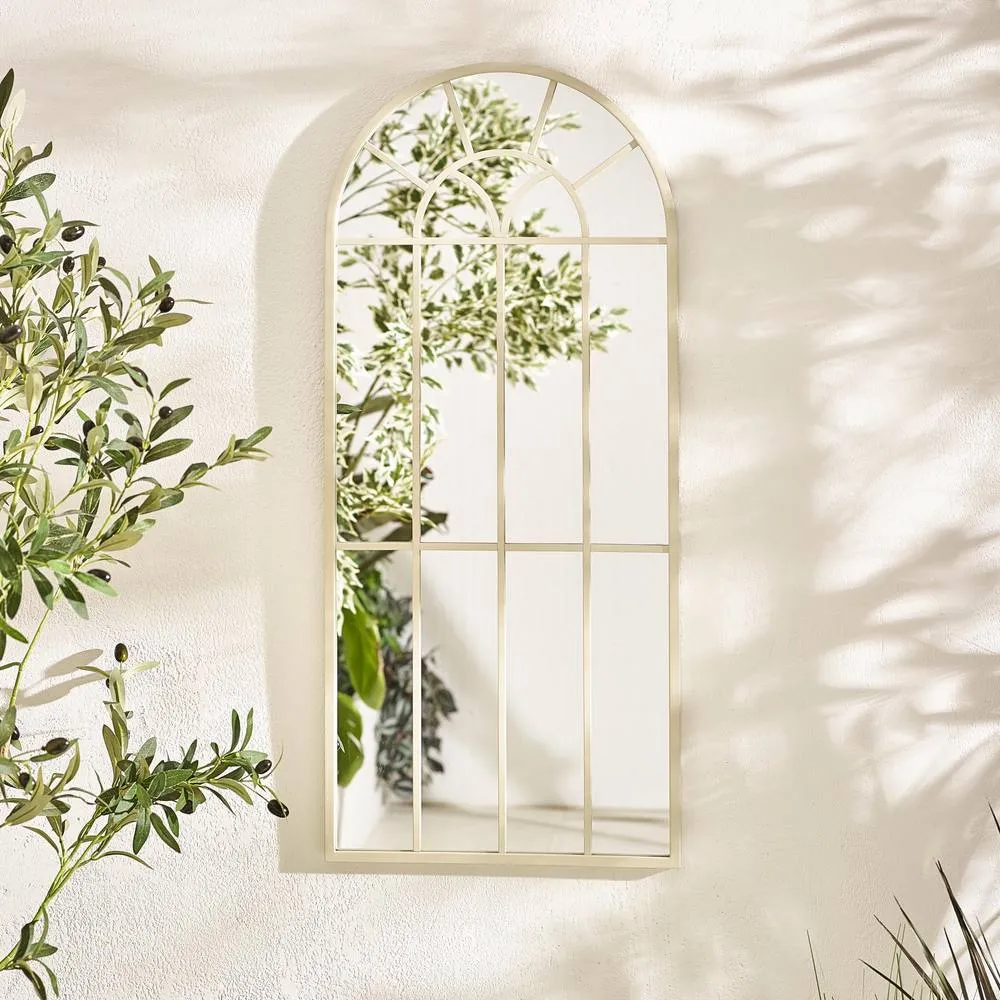FurnitureboxUK Somerset Cream Medium Arched Window 90x40cm Garden Mirror 2