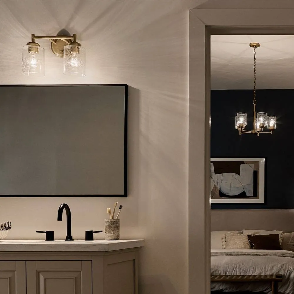 Netlighting Kichler Winslow Wall Lamp Classic Natural Brass Glass Shades 2x E27 in Gold 5