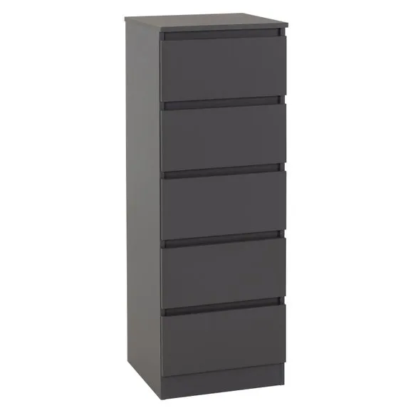 Return - Walker 5 Drawer Narrow Chest, Grey 3