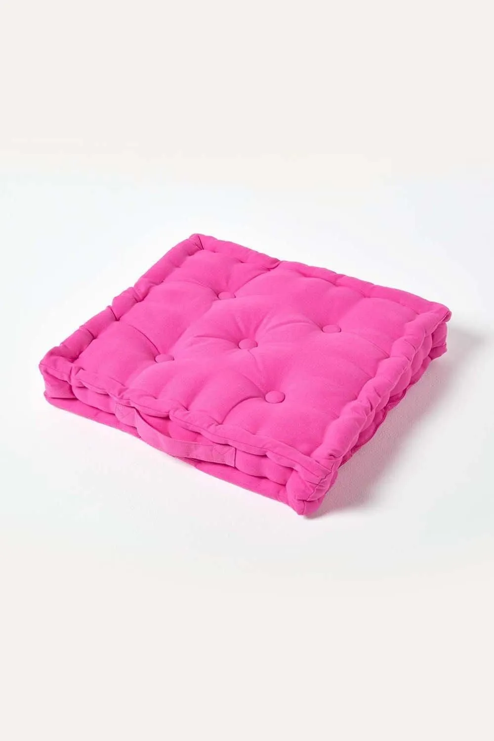 Homescapes Plain Cotton Floor Cushion in Cerise 1
