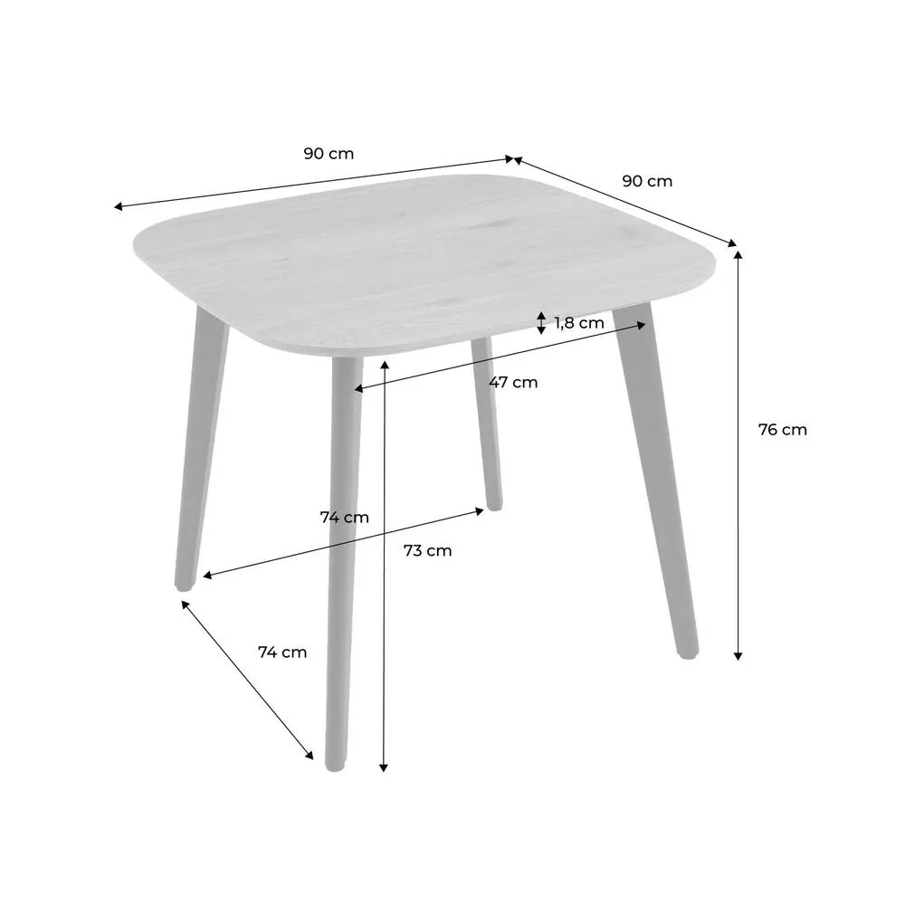 sweeek Square dining table wood effect black metal legs 4-seater in Dark Brown 5