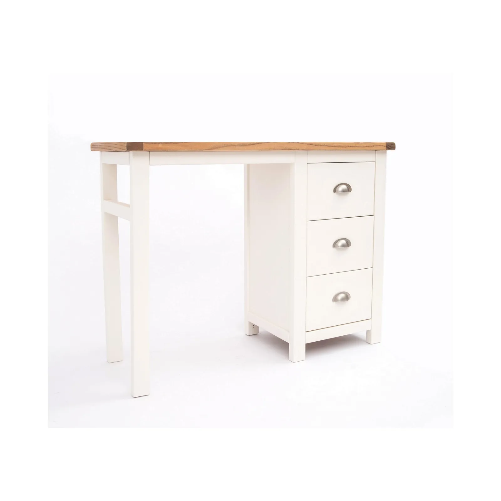 Cabinet Bits Lovere 3 Drawer Desk - Dressing Table Chrome Cup Handle in Off-White 2