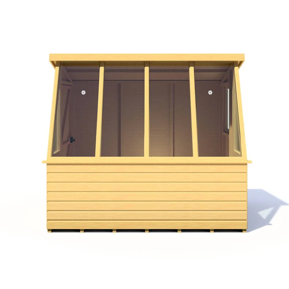 Shires Iceni 8x6' Potting Shed Pre Hung Doors with Opening Glass Side Window in Brown