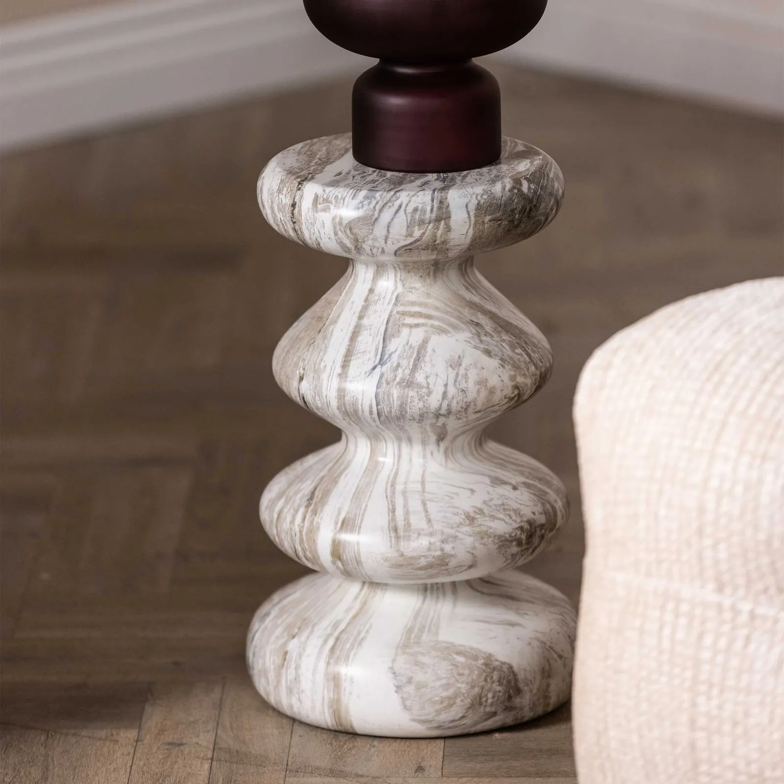 Knip Curved Garden Drinks Side Table, Round, Stone, Grey | Barker & Stonehouse 5