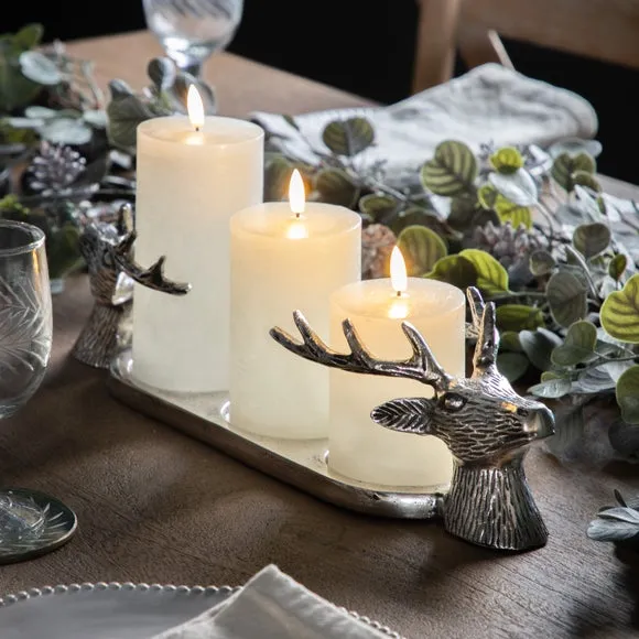 Gallery Direct Stag Candleholder Aluminium 420x105x110mm, Grey