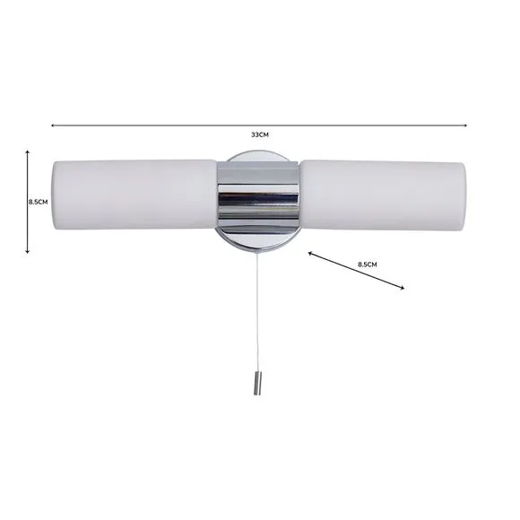 Porto Bathroom 2 Light Wall Light Chrome 6