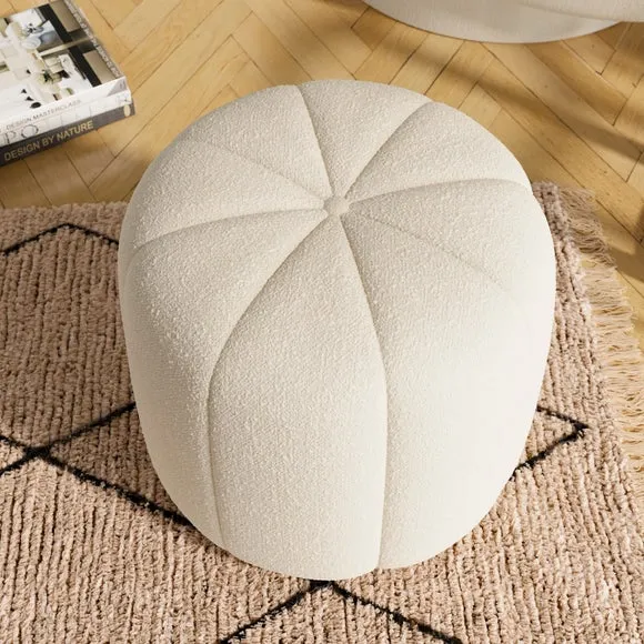 Pumpkin Ivory Boucle Footstool 2