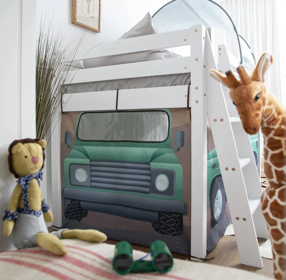 Nöa and Nani Moro Cabin Bed Midsleeper with Slide & Safari Package in White 2