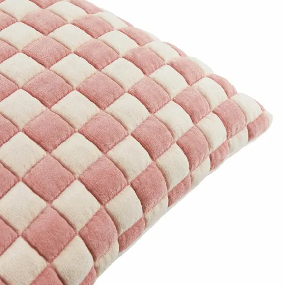 Furn Softie Checkerboard Quilted Cushion Pink 50 X 50Cm, Pink 4