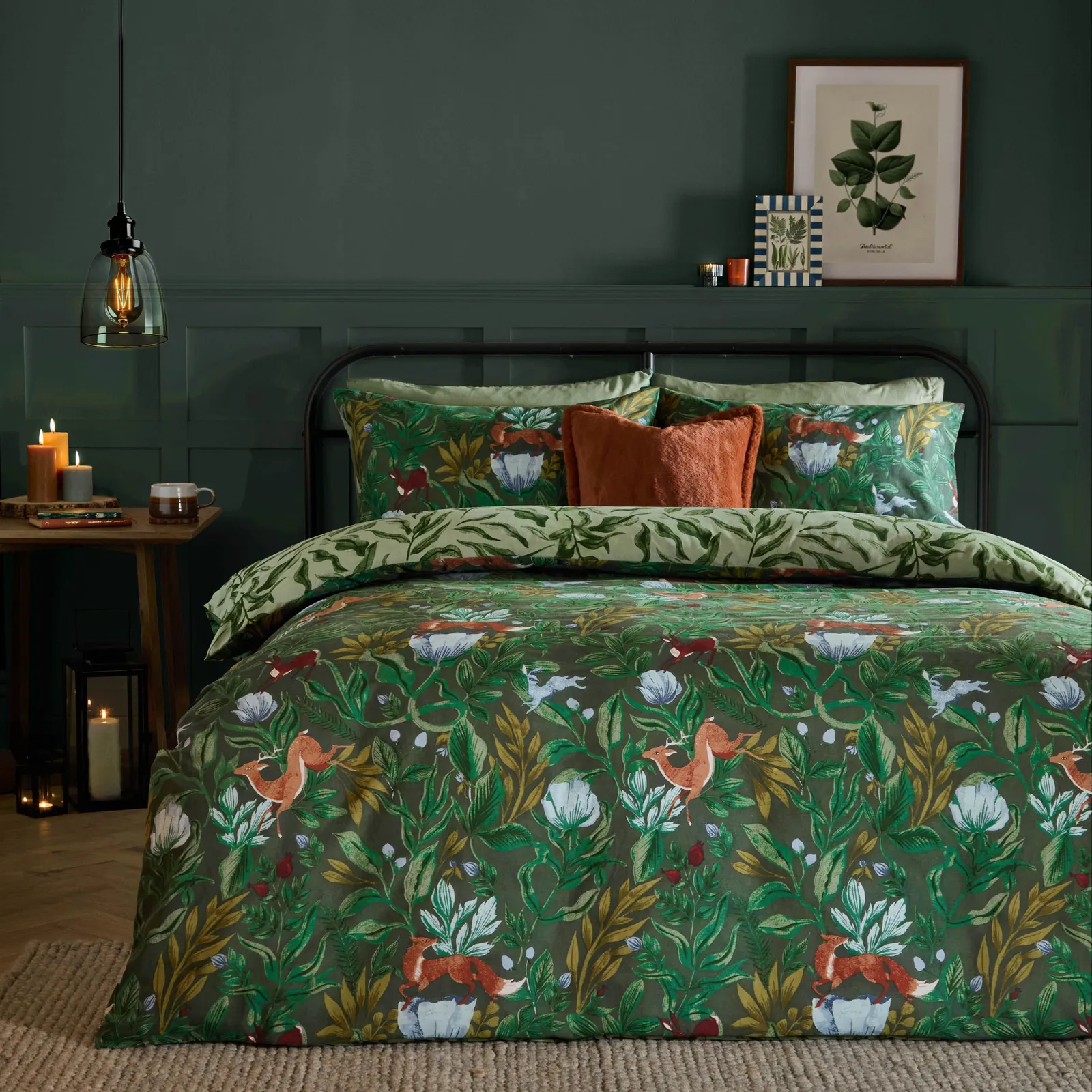 Furn Into The Woods Printed Reversible Duvet Cover Set in Blue