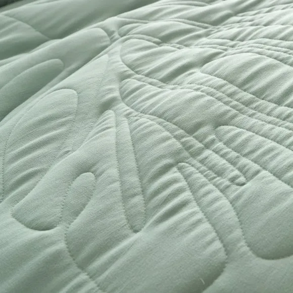 Tropical Leaf Embroidered Duvet Cover and Pillowcase Set 4