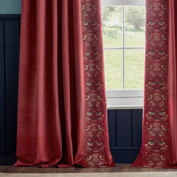 Morris & Co. Strawberry Thief Embroidered Pencil Pleat Curtains 4