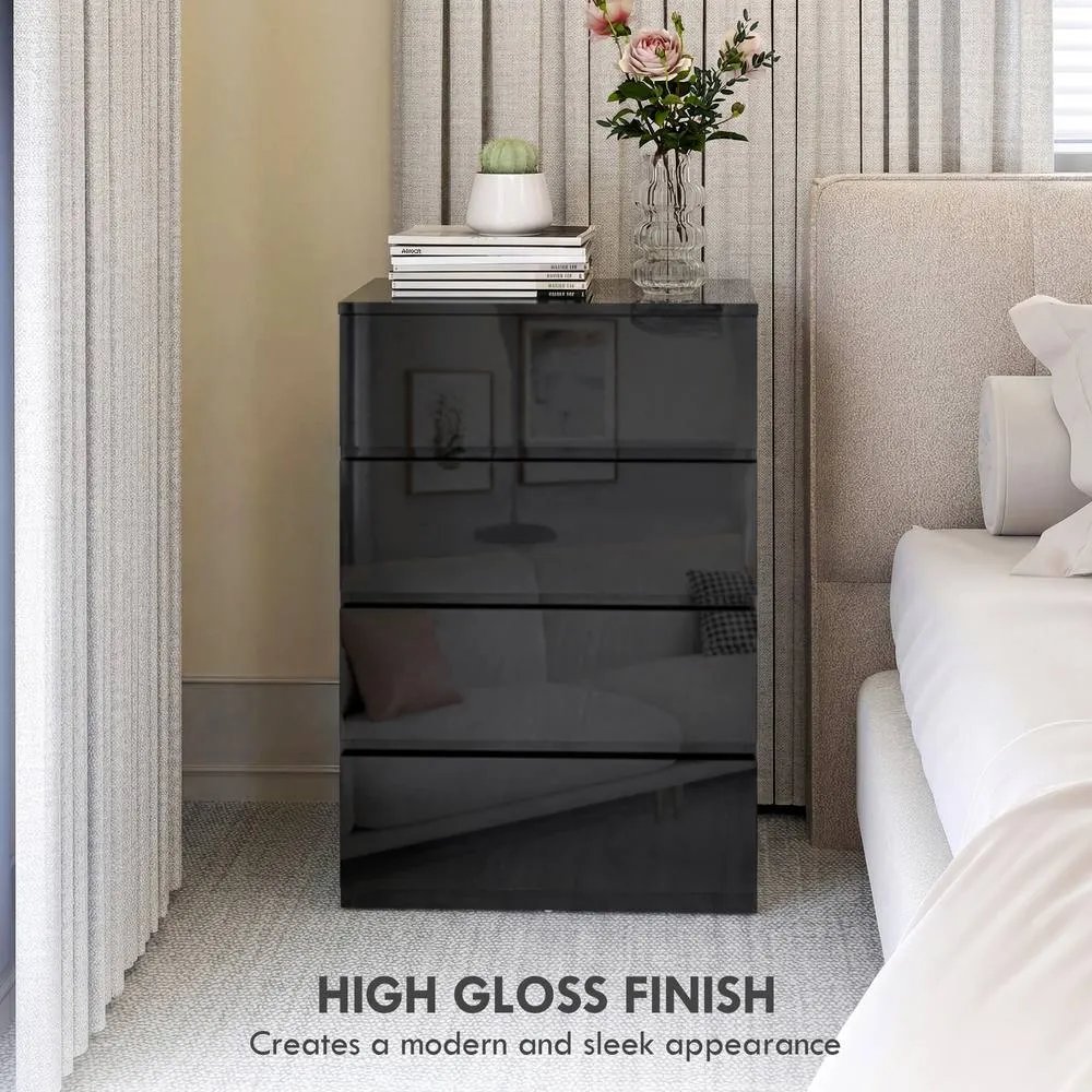 HOMCOM Bedroom Chest of Drawers, 4 Drawers Dresser, Drawer Unit, Black 6