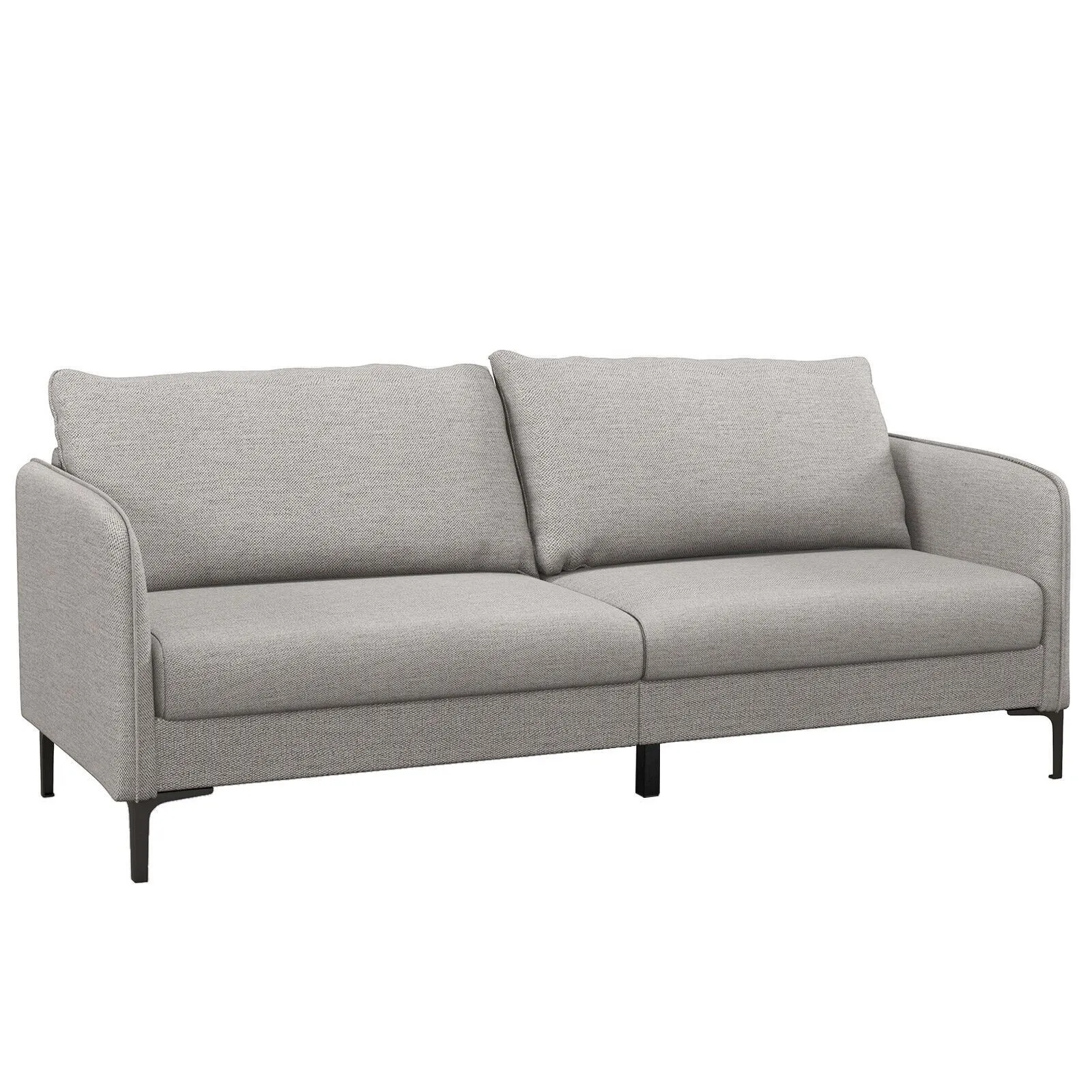 Costway Modern Loveseat Sofa Couch Upholstered Sofa Couch with Armrest Sturdy Metal Legs in Grey 3