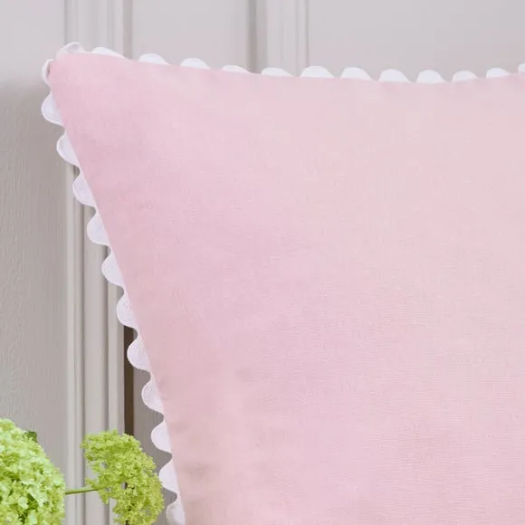 Ric Rac Trim Cotton Square Cushion Cover 2