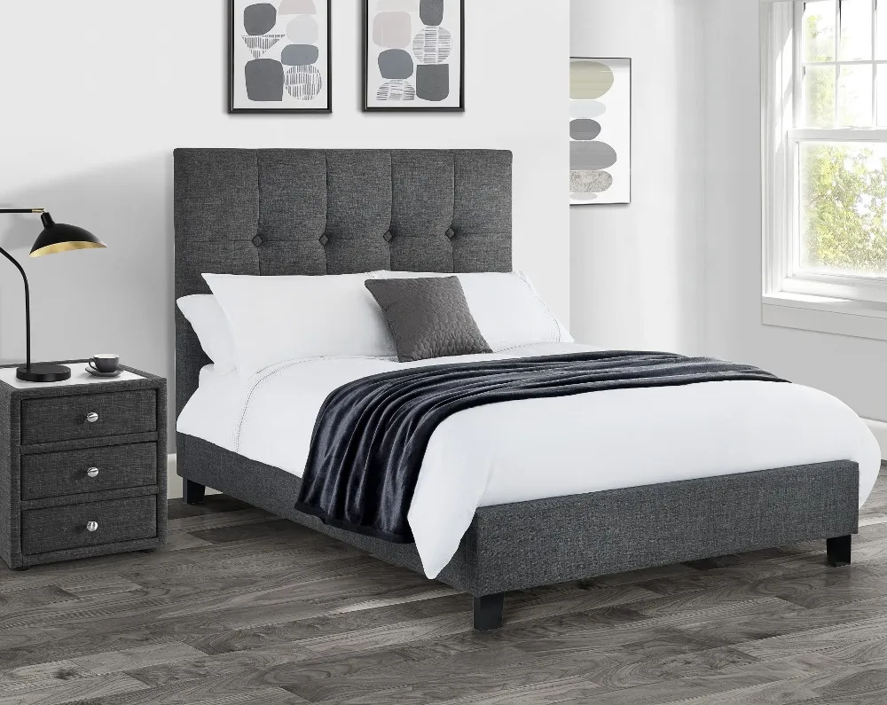 Sorrento Slate Grey Fabric Bed Frame - 6ft Super King Size