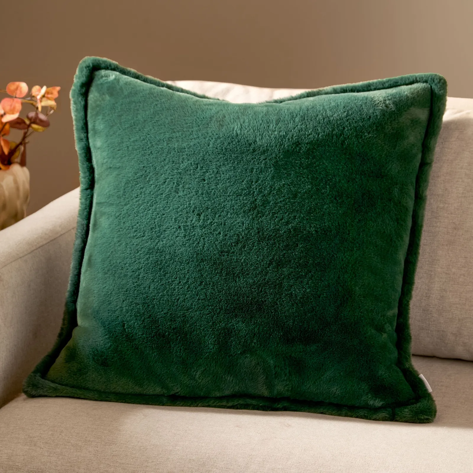 Furn Kallu Reversible Faux Fur Cushion in Dark Green