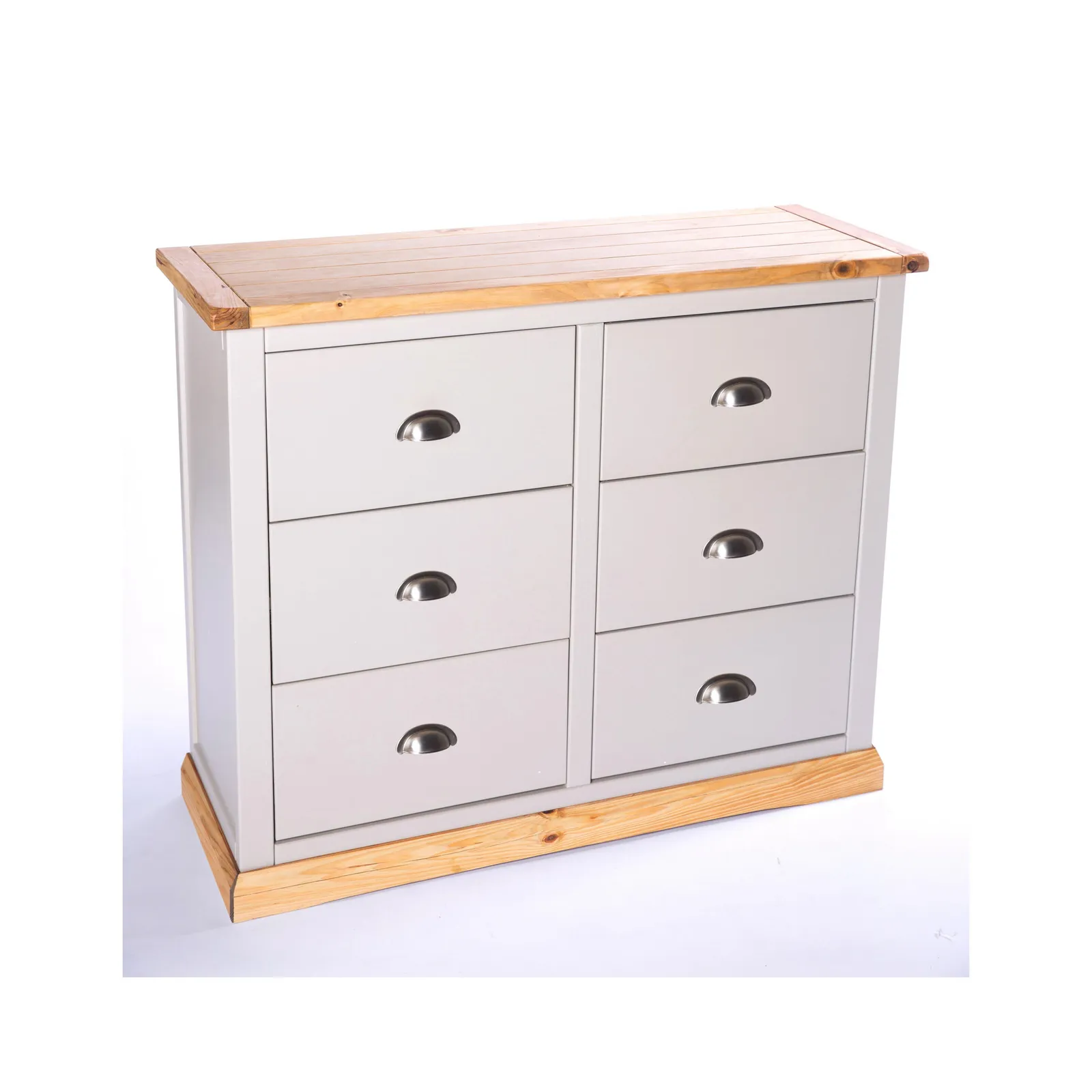 Cabinet Bits Bomporto 6 Drawer Chest of Drawers Chrome Cup Handle in Light Grey 3