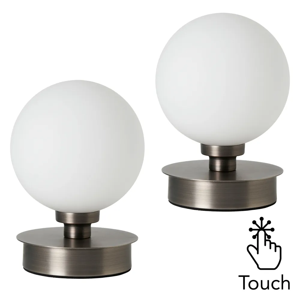 Pair of Claude Touch Table Lamps, Pewter