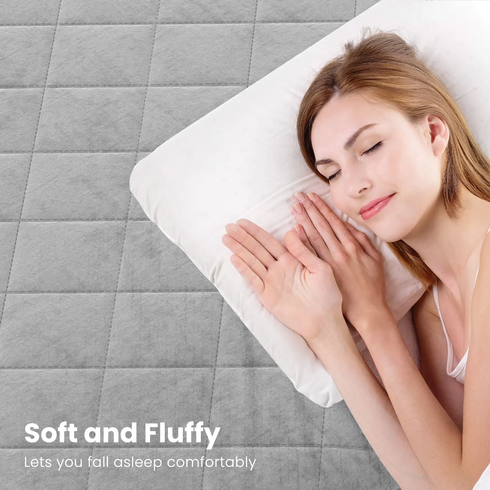 Costway King Size Mattress Protector Luxury Soft Velvet Mattress Topper in Grey 4