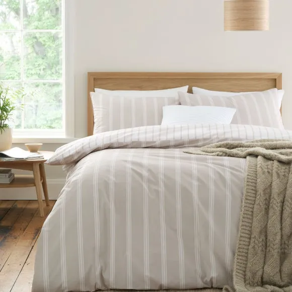 Bianca Ashford Stripe 100% Cotton Reversible Duvet Cover & Pillowcase Set