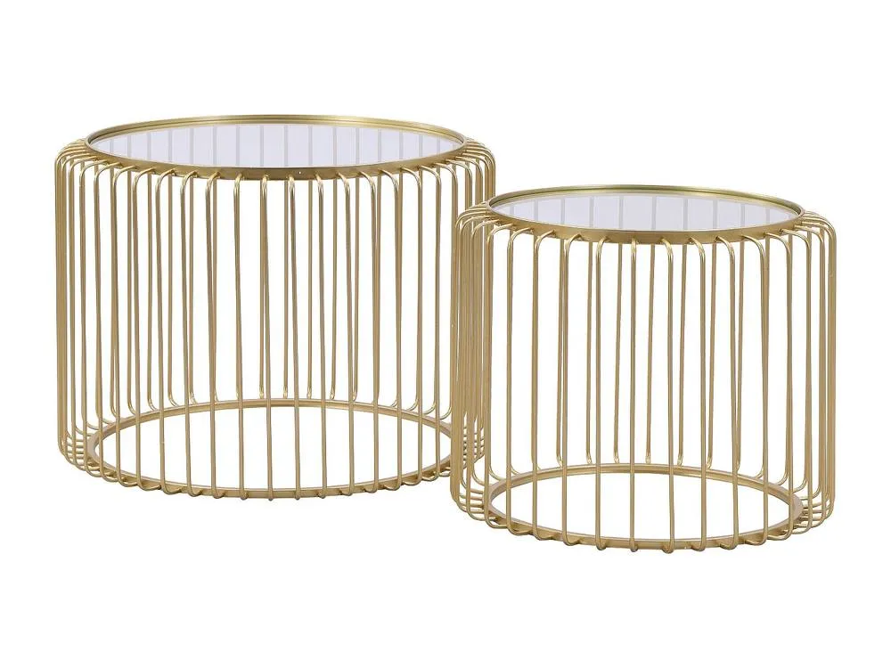 Vente-unique Metal & Glass Nesting Coffee Table - Golden - FERIDA in Gold 2