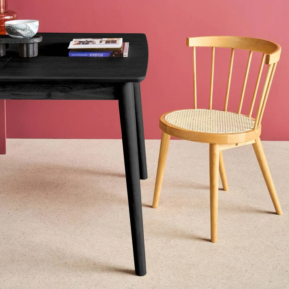 sweeek Rectangular dining table extendable rubberwood & oak veneer 4-6 in Black 6