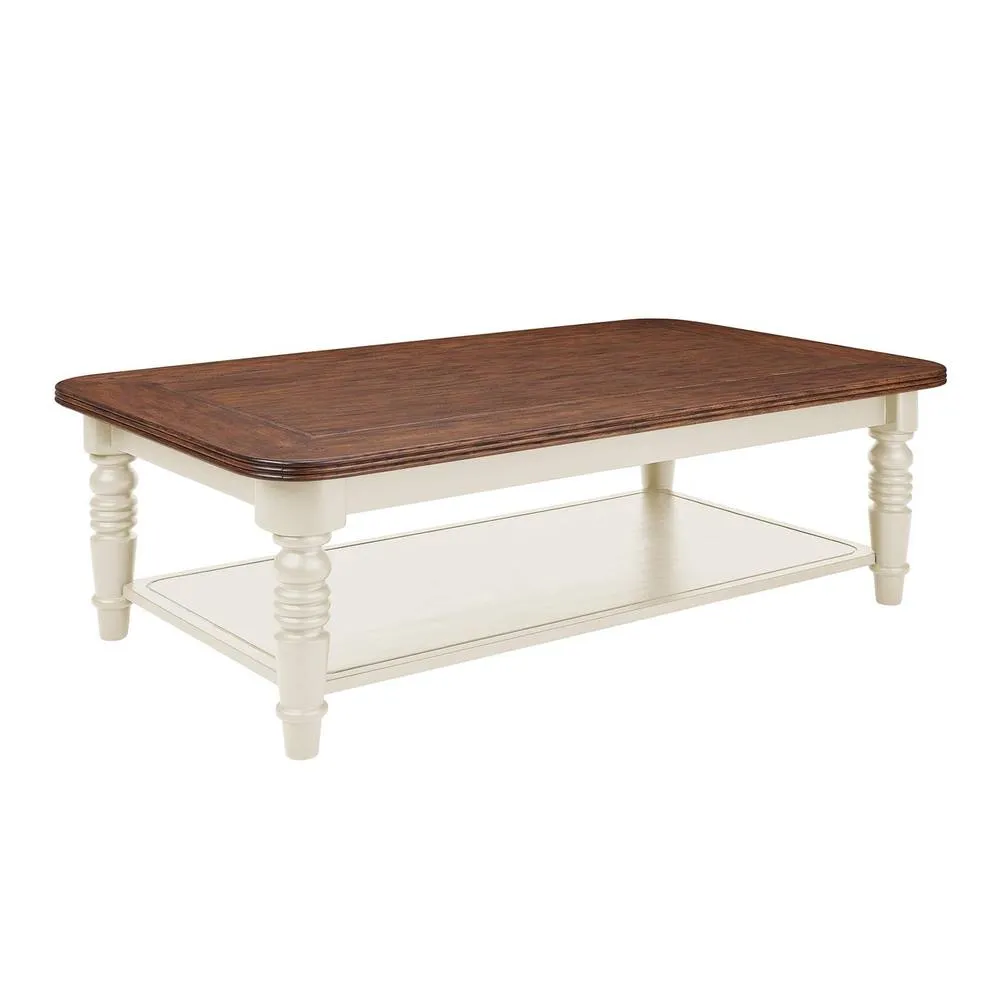 Statement Furniture Queensbury Coffee Table with Oak Top in Cream 1