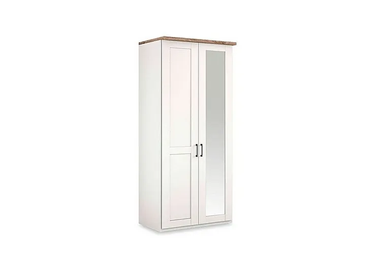 Adeline 2 Door Hinged Wardrobe with Right Hand Mirror - White