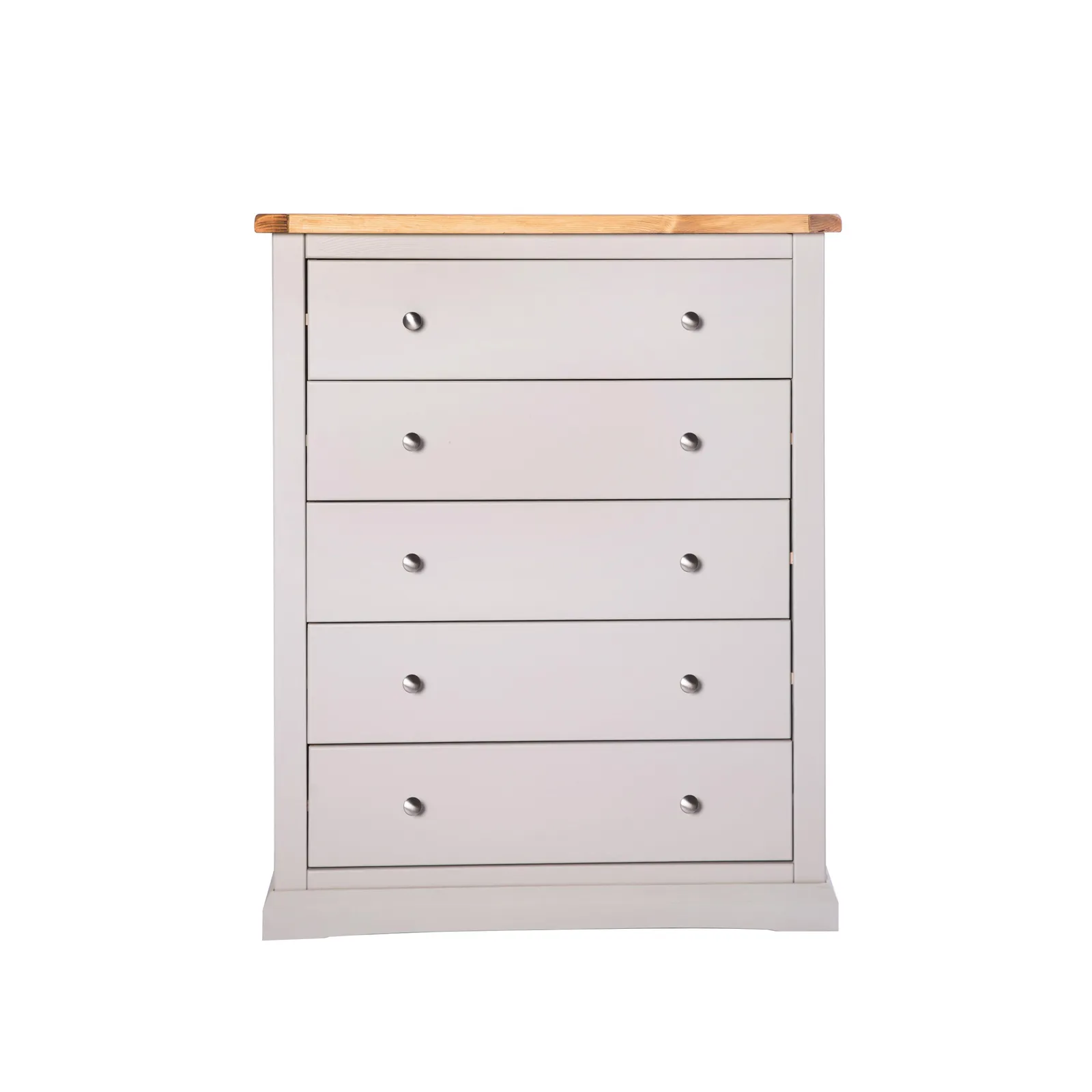 Cabinet Bits Loreo 5 Drawer Chest of Drawers Chrome Knob in Light Grey 2