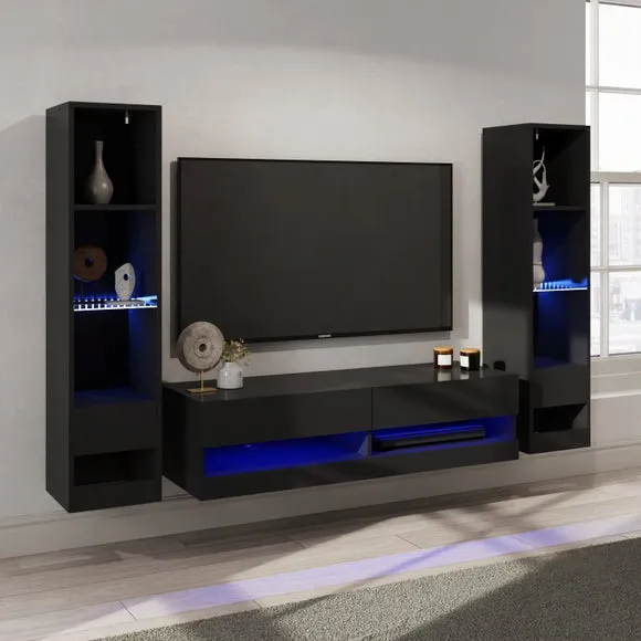 Return - Galicia Standard TV Unit with Shelving for TVs up to 46", Black