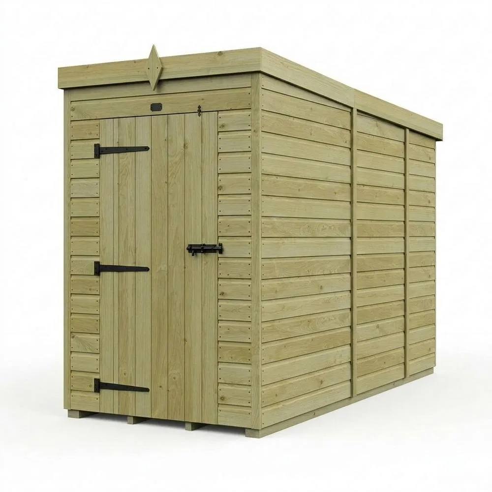 Buttercup Farm 4ft x 9ft Pent Garden Shed Single Door No Windows - Timber in Brown