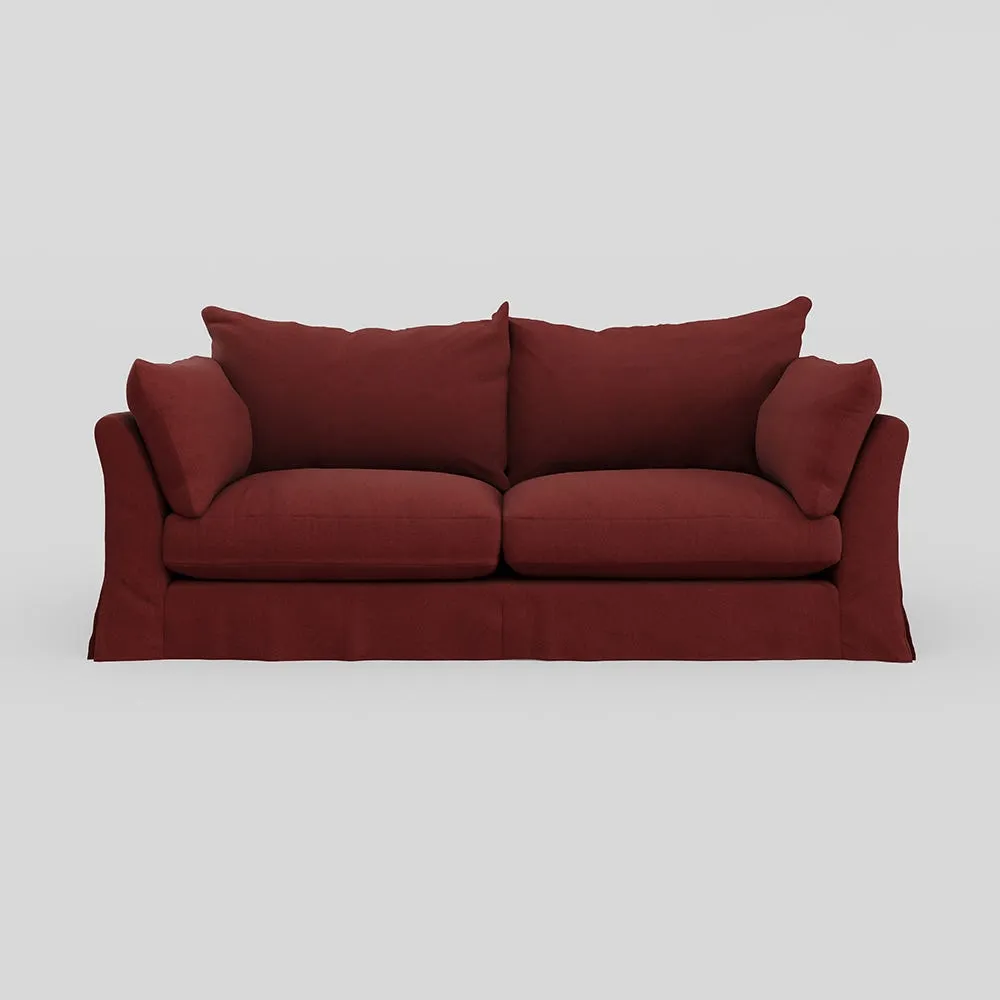 Heal's Tailor Loose Cover 4 Str Sofa Capelo Linen Etruscan Red, Natural Beech Feet