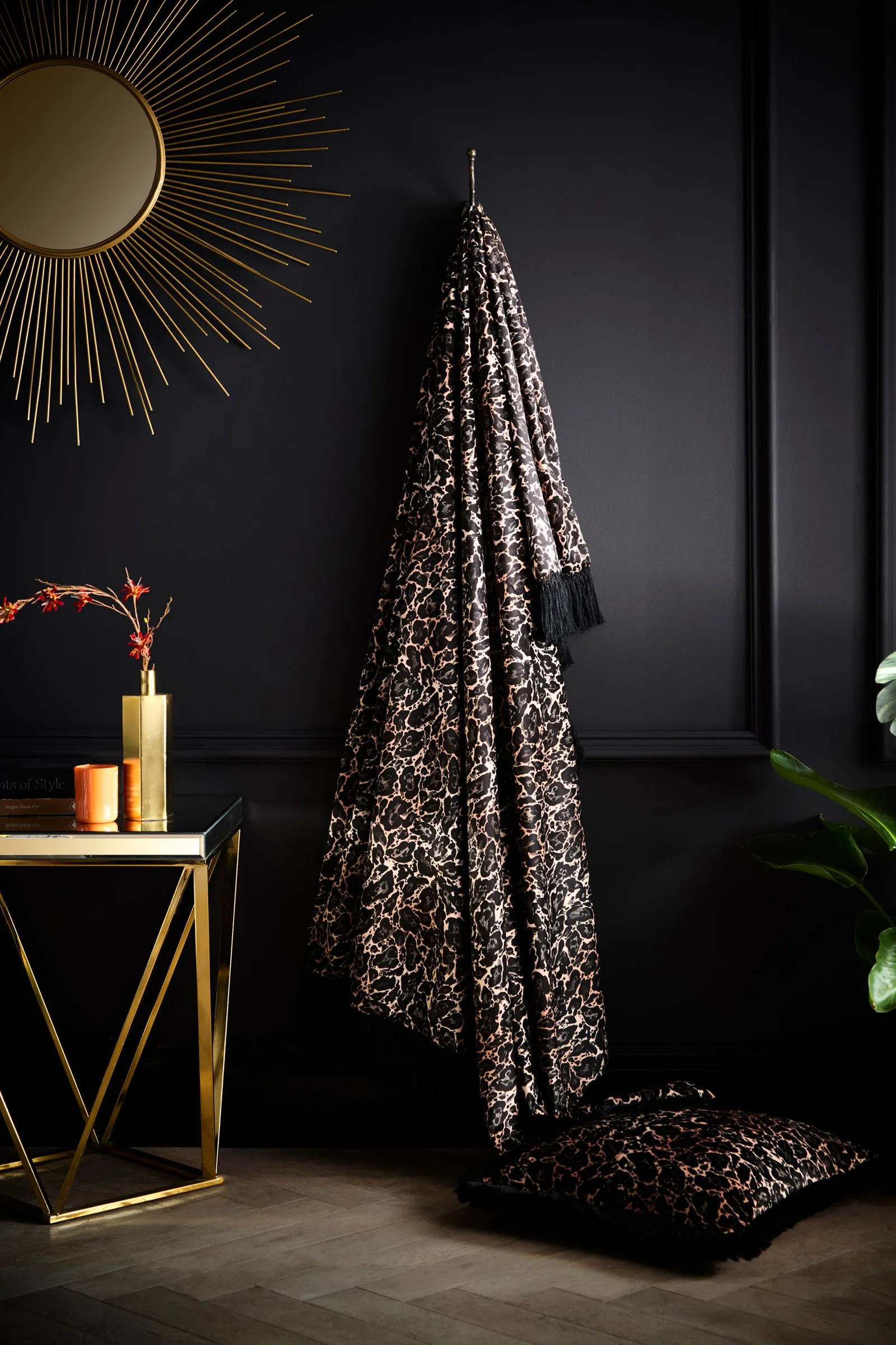 Laurence Llewelyn-Bowen 'Josephine' Leopard Print Velvet Filled Cushion in Gold 4
