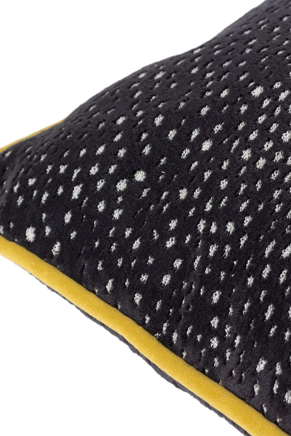 Paoletti Estelle Spotted Piped Cut Velvet Cushion in Black 3